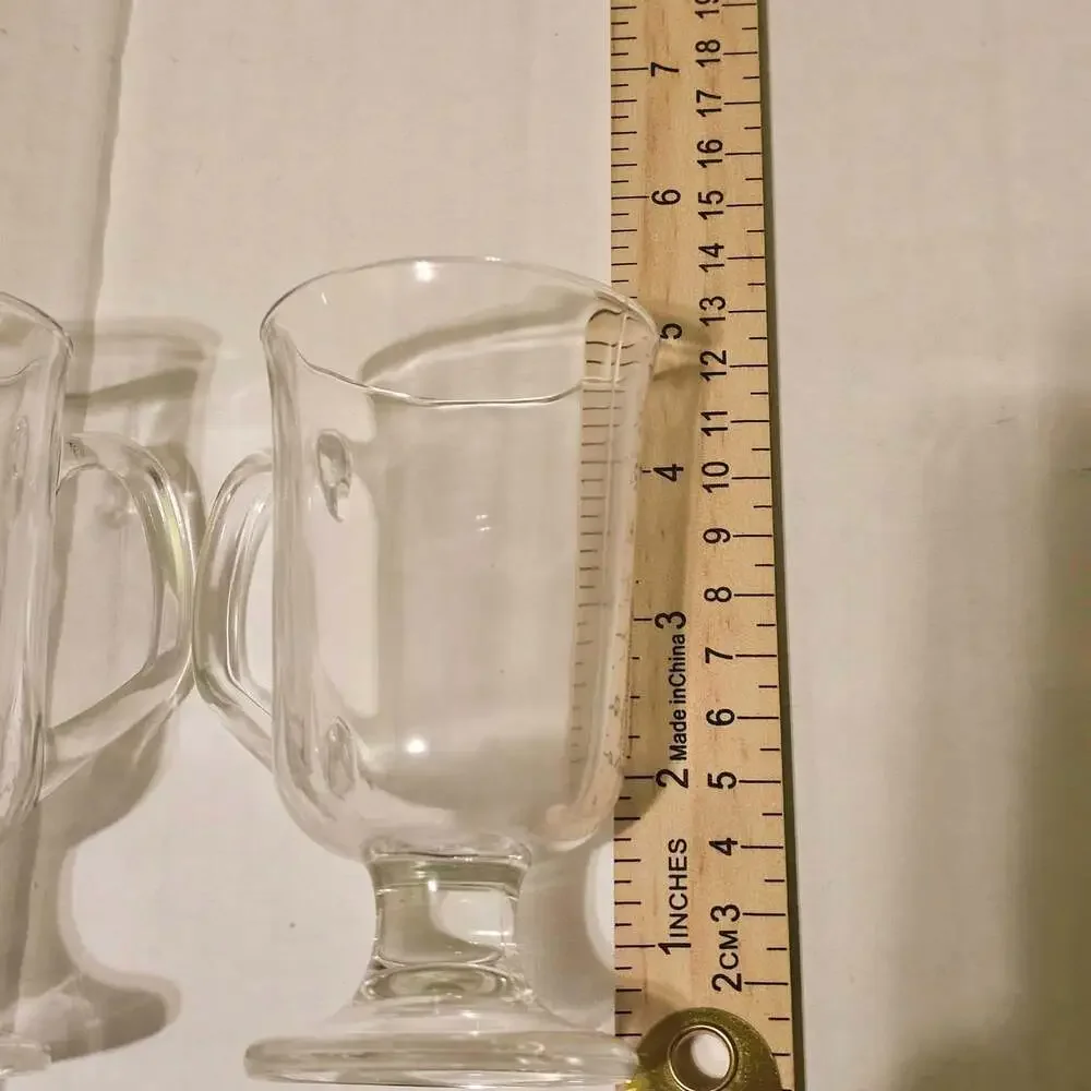 Vintage French Glass Irish Coffee Mugs, Set of 2